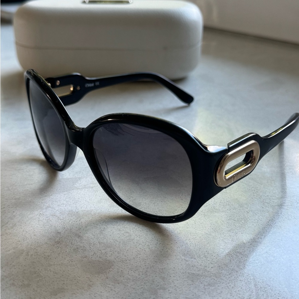 Chloe Black Sunglasses with Gold Accents